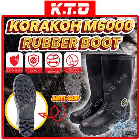 Korakoh M Black Pvc Rubber Safety Boots Highcut Waterproof Safety