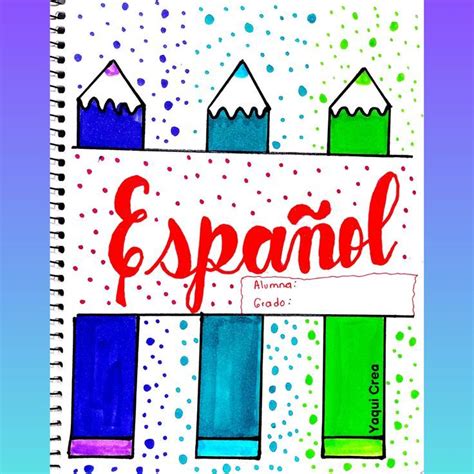 Portada de Español para Cuaderno Carátulas para Cuadernos Lettering