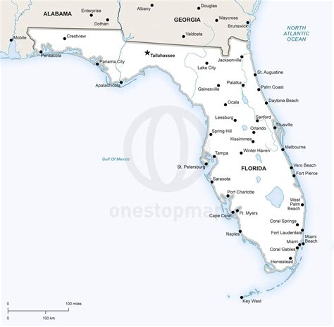 Vector Map of Florida political | One Stop Map