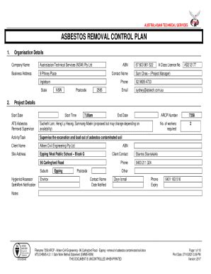 Fillable Online ASBESTOS REMOVAL CONTROL PLAN Fax Email Print PdfFiller