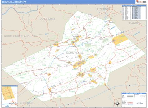 Schuylkill County, Pennsylvania Zip Code Wall Map | Maps.com.com