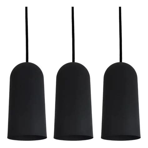 Kit 3 Luminárias Pendente Preto Fosco Balcão Mesa 15cm 1xe27 MercadoLivre