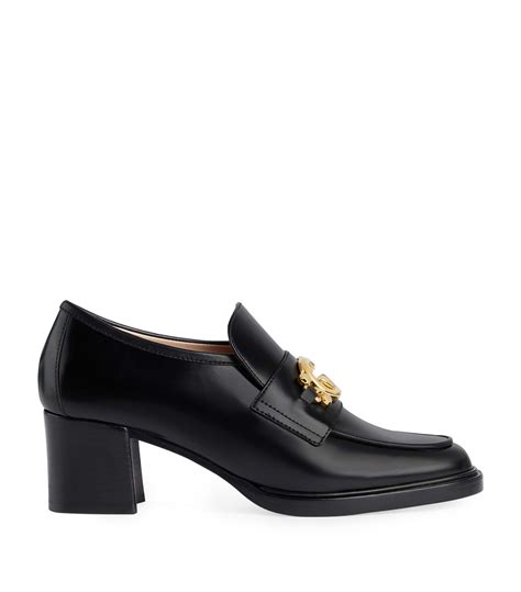 Womens Gucci Black Interlocking G Heeled Loafers Harrods Uk