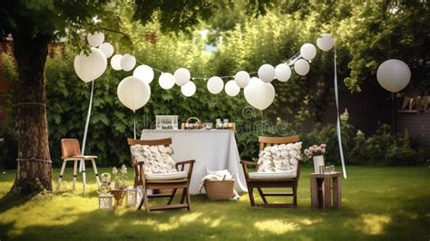 Festive Outdoor Setup For Father S Day Celebration Ai Generated Stock