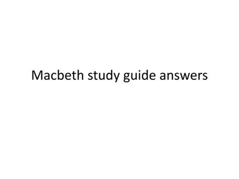 Macbeth Study Guide Question Answer