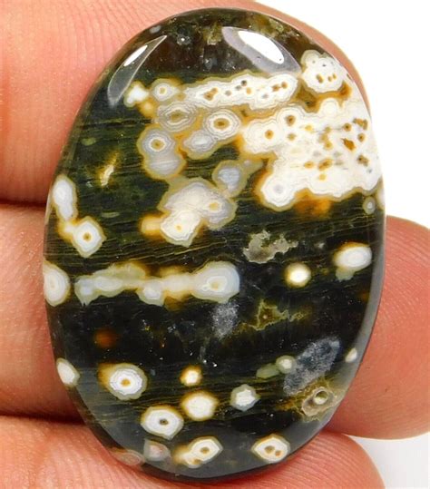 Ct Amazing Natural Orbicular Ocean Jasper Oval Cabochon Loose