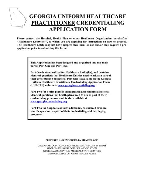 Uniform Healthcare Practitioner Credentialing Application Pdf Form