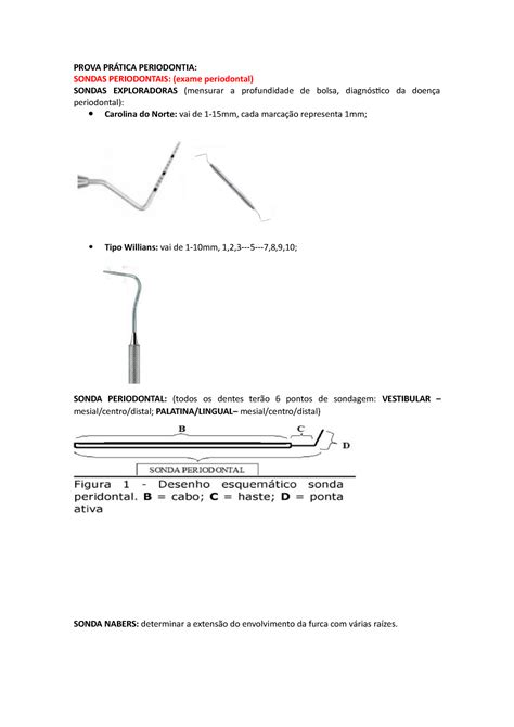 Resumo Materiais Periodontia Prova Periodontia Sondas Periodontais