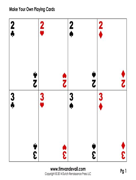 Blank Playing Card Template Pdf Fill Online Printable Fillable Intended