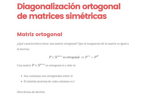 Diagonalizaci N Ortogonal De Matrices Sim Tricas Definici N Y Ejemplos