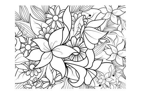 Floral Coloring Page Book For Adults Graphic By Stromgraphix · Creative Fabrica