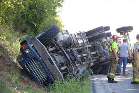 Concrete Truck Overturns On O Highway Driver Airlifted Lawrence