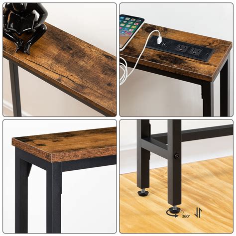 Hoobro X D Skinny Console Table With Power Outlets And Usb