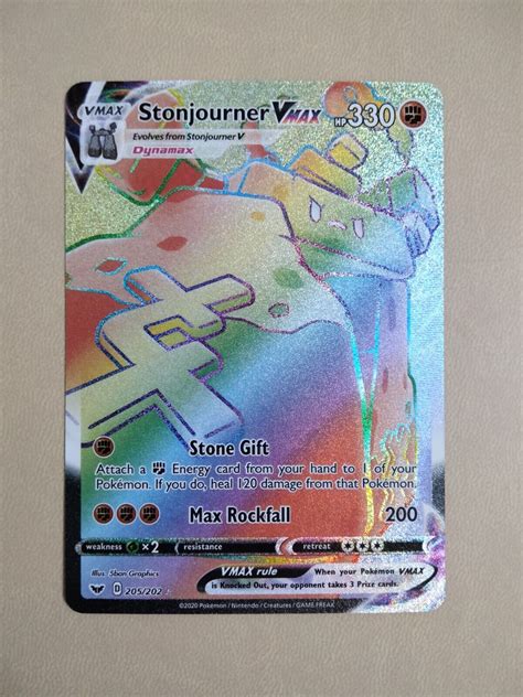 Pokemon = Stonjourner VMax = Sword & Shield 205/202 Rainbow Rare Values ...