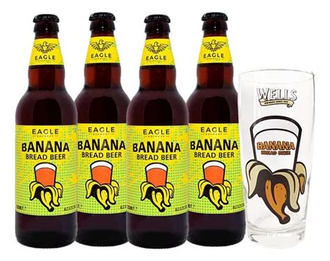 Kit Cerveja Wells Banana Bread 4x Garrafas500ml Copo 330ml Frete Grátis