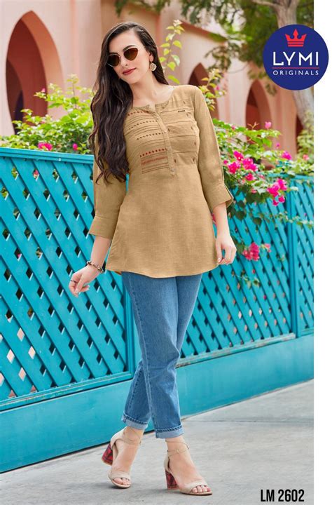 Kessi Fabrics Lymi Paradise Rayon Embroidered Readymade Short Western Kurti Tops At Wholesale Rate