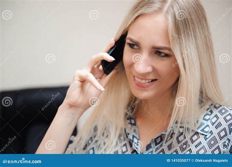 Beautiful Business Woman Talking On Mobile Phone Young Female Model