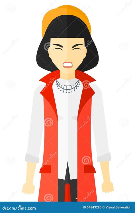 Aggressive Woman Screams Vector Cartoon Isolated Art On White