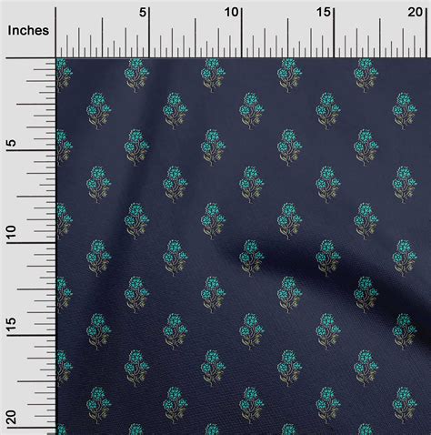 Oneoone Silk Tabby Fabric Leaves Floral Block Print Fabric By The