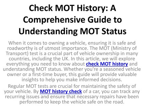 Ppt Check Mot History A Comprehensive Guide To Understanding Mot