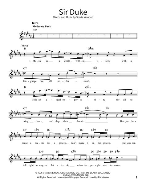 Sir Duke By Stevie Wonder Sheet Music For School Of Rock Vocal At