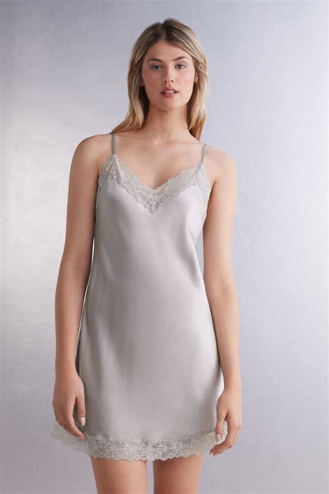 Silk Slip With Lace Insert Detail Intimissimi