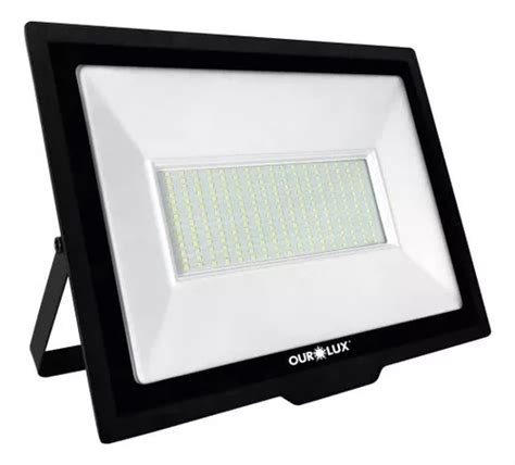 Refletor 300w Preto 6500k Slim Superled Branco Frio Ourolux