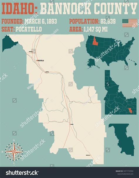 Large Detailed Map Bannock County Idaho Stock Vector Royalty Free 1971772592 Shutterstock