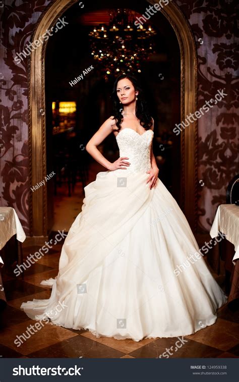 Happy Beautiful Sexy Bride Brunette Girl Stock Photo 124959338 Shutterstock