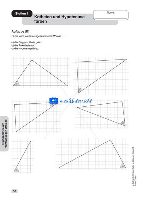Trigonometrie Am Rechtwinkligen Dreieck Meinunterricht