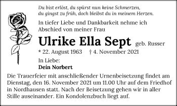 Traueranzeigen Von Ulrike Ella Sept Trauerundgedenken De