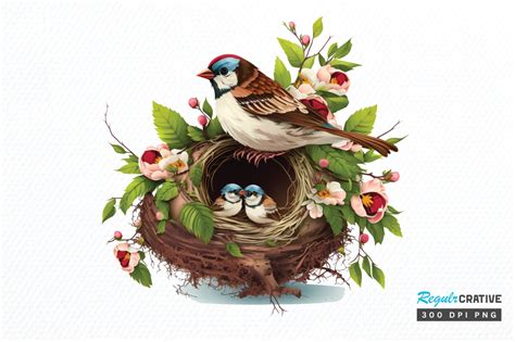 Watercolor Sparrow S Nest Clipart Png Graphic By Regulrcrative