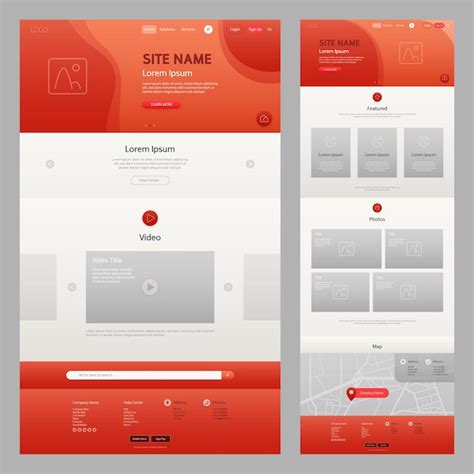 Plantilla De Sitio Web Rojo Vector Premium