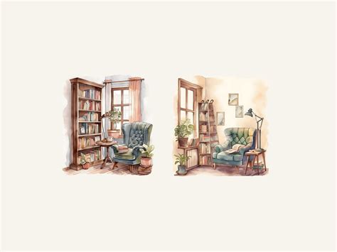 20 Reading Corner Clip Art Watercolor Books Cozy Reading - Etsy