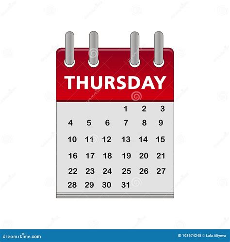 Calendar Thursday Icon Sign Stock Illustration - Illustration of date, website: 103674248