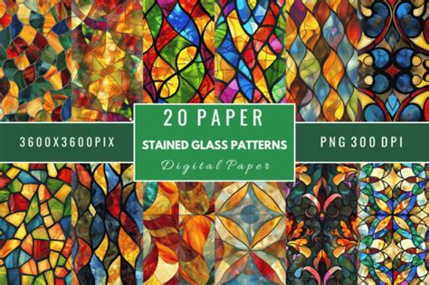 Stained Glass Patterns Digital Papers Graphic By Regulrcrative