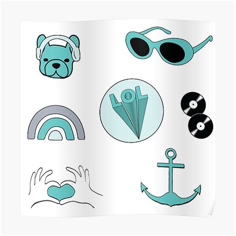 Teal Aesthetic Sticker Pack Poster By The Goods Redbubble