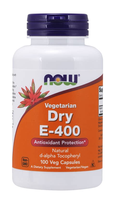 NOW Supplements Vitamin E 400 IU D Alpha Tocopheryl Dry Antioxidant