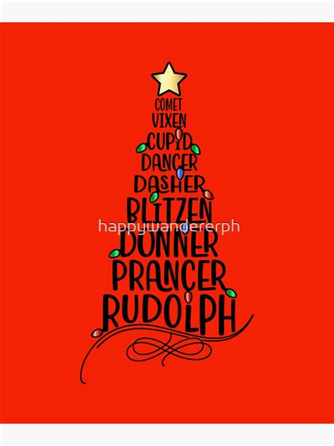 Santas Reindeers Names Sticker For Sale By Happywandererph Redbubble