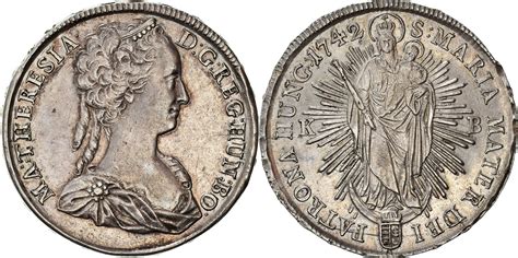 Ungarn Thaler 1742 KB Münze Maria Theresia Kremnitz SS Silber KM