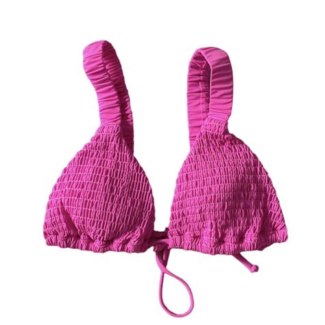 Shein Hot Pink Ribbed Bikini Set Size S 4 Made Depop