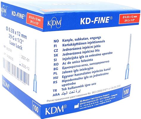 Drobne akcesoria medyczne Igły Iniekcyjne Kd fine 0 33x12mm G29 100 szt