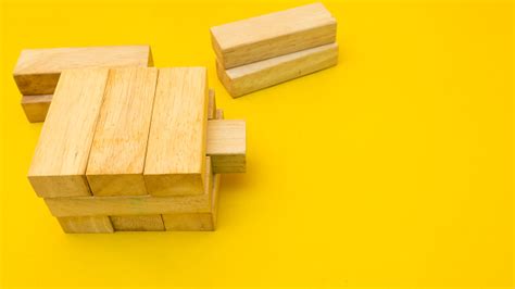 Wooden Block Game Yellow Background Stock Photo - Download Image Now ...