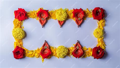 Premium AI Image | Decorative Flower rangoli Strip or Border or Pattern for Diwali or Pongal ...