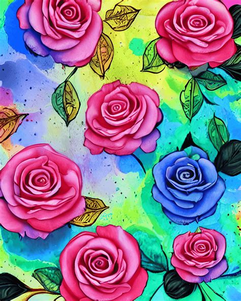 Roses Fractal Paint Watercolor Hyper Realistic Well Rendered Very