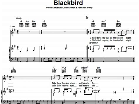 The Beatles Blackbird Free Sheet Music Pdf For Piano The Piano Notes