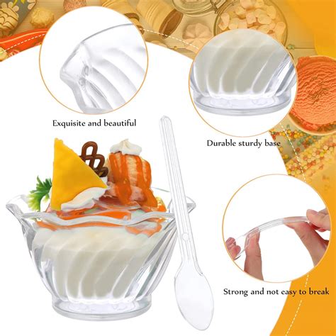 Pcs 5oz Ice Cream Bowls And Spoons Set Clear Plastic Dessert Cups Tulip Dessert Dish Mini Tulip