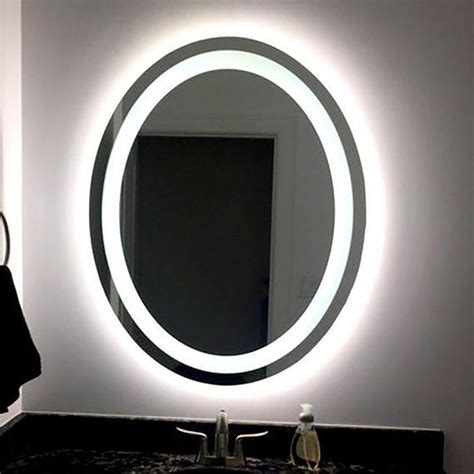 Oval Design Led Mirror With Sharp Edge Background Light 18 X 24