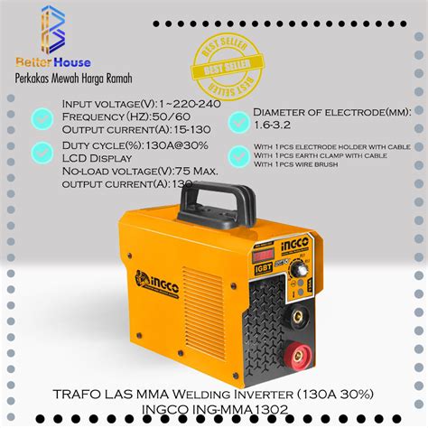 MMA Welding Inverter 130A 30 INGCO ING MMA1302 Mesin Trafo Travo Las