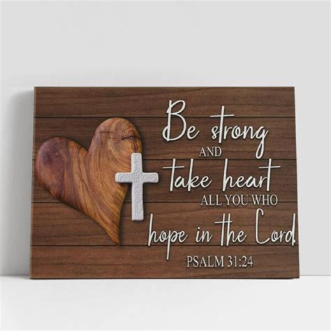 Christian Canvas Wall Art Bible Verse Wall Art Psalm 3124 Be Strong